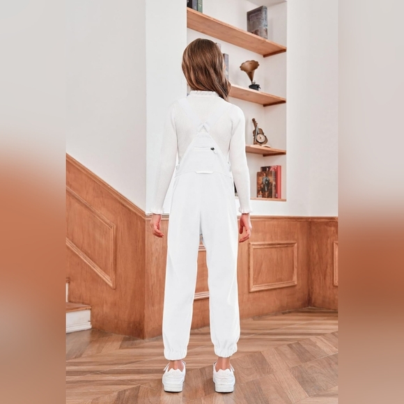 White Warm Fleece Overalls/jumpsuit for Girls, Size 9/10. - Picture 4 of 5